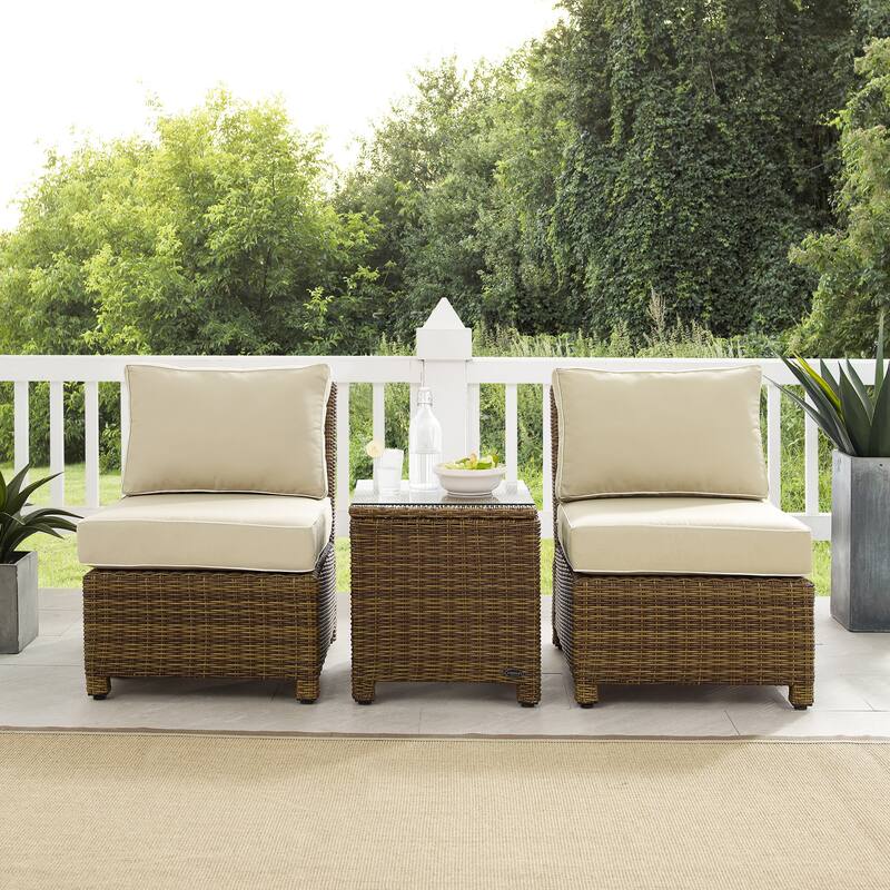Crosley Bradenton 3Pc Outdoor Wicker Chair Set - Weathered Brown