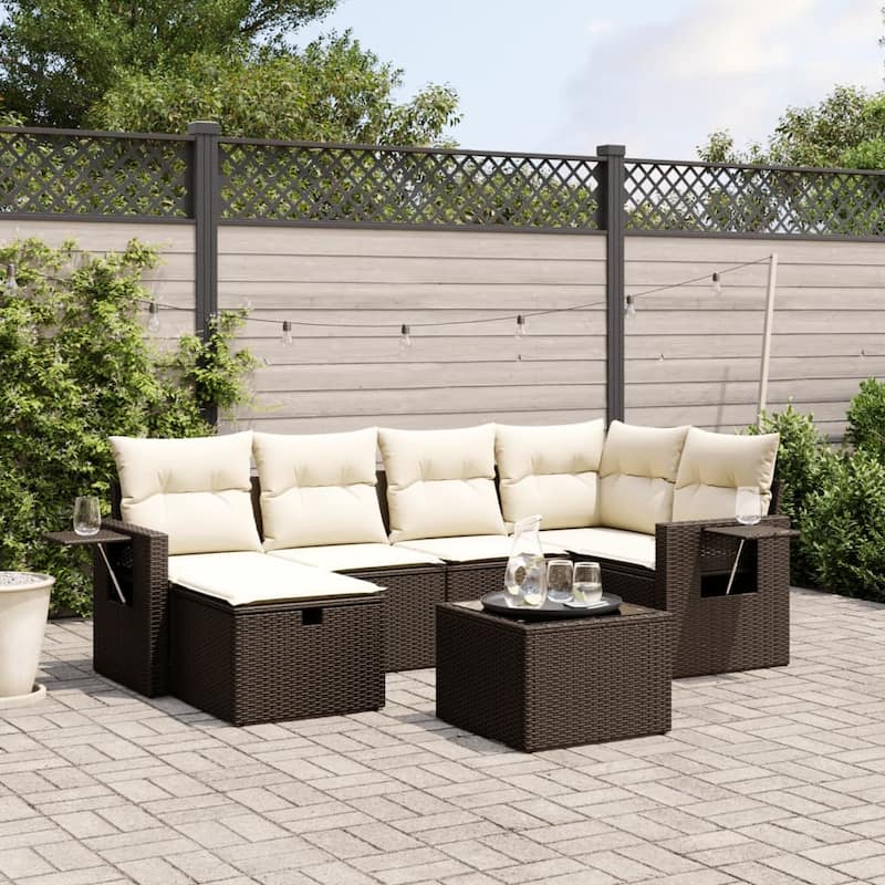 vidaXL Garden Sofa Set Beige/Black/Brown/Grey