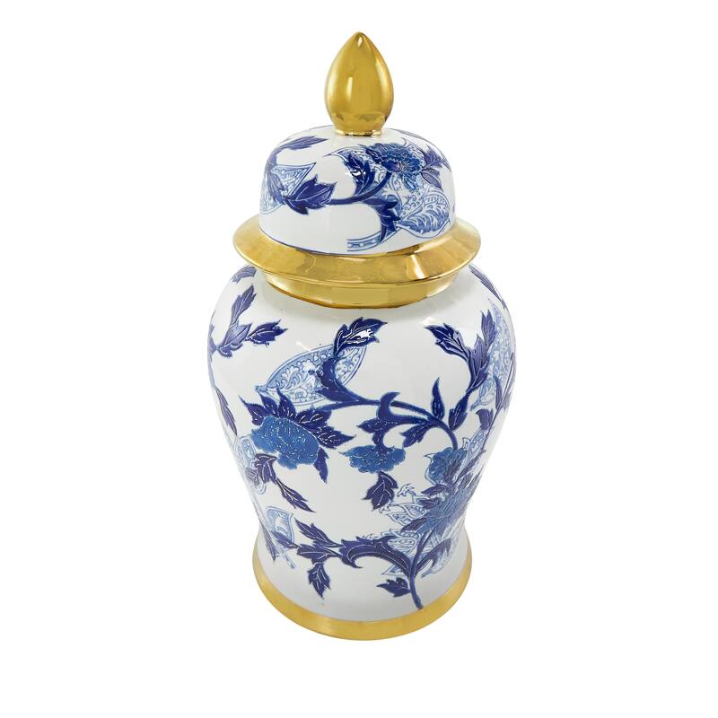 Blue Ceramic Floral Decorative Jars