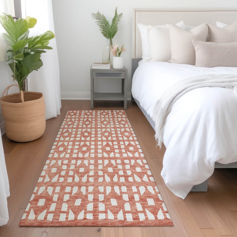 Machine Washable Indoor/ Outdoor Contemporary Imprints Chantille Rug