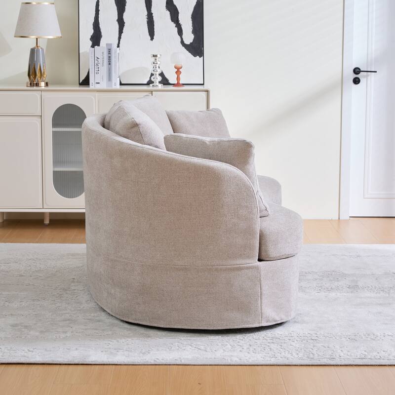Plush Chenille Curved Lovesofa, Oversized Deep Seat Lounge Sofa, Upholstered Sofa with 4 Removable Cushions for Living Room
