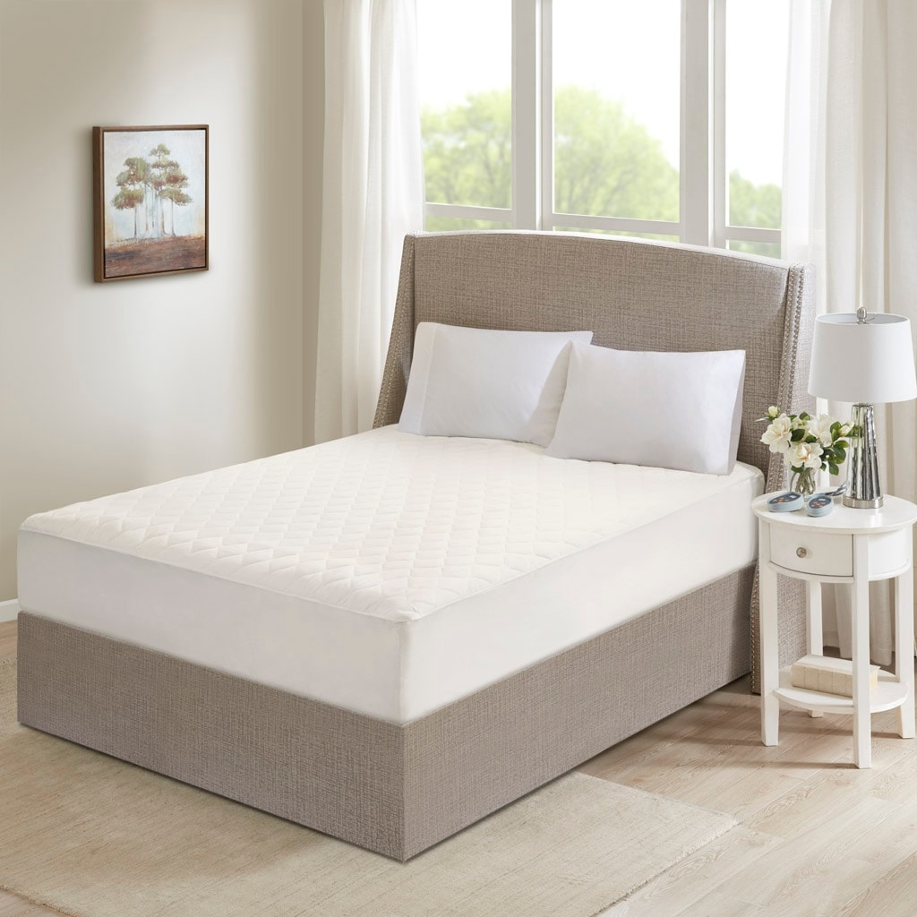 Beautyrest Cotton Deep Pocket Heated Mattress Pad-20 Heat Settings - White
