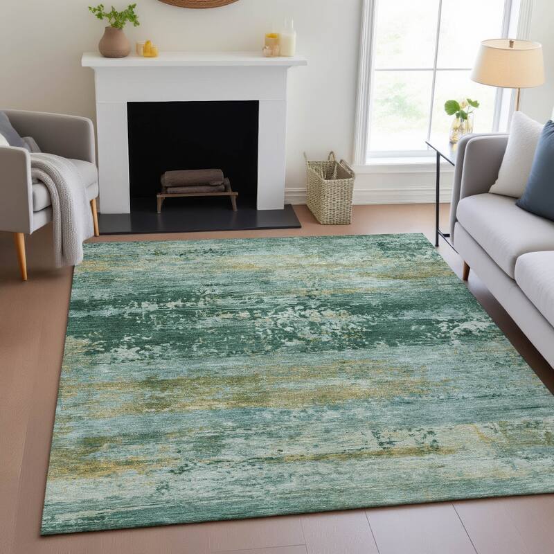 Machine Washable Indoor/Outdoor Contemporary Chantille Rug