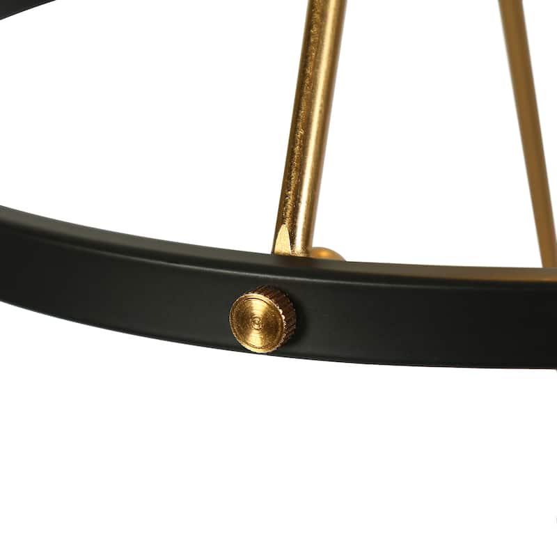 Modern 1-Light Black Gold Pendant Drum Kitchen Island Lights for Dining Room - D 9.6" x H 81.5" Max