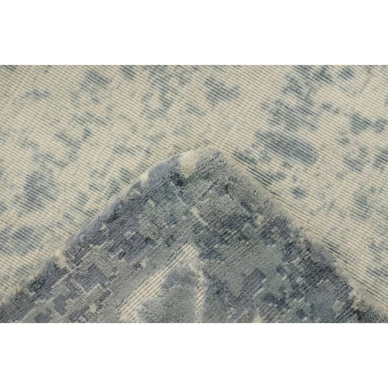 Hand Knotted Oriental Viscose Silk Carpet Modern Abstract Greys & Charcoal Abstract Area Rug - 8' 1'' X 5' 7''