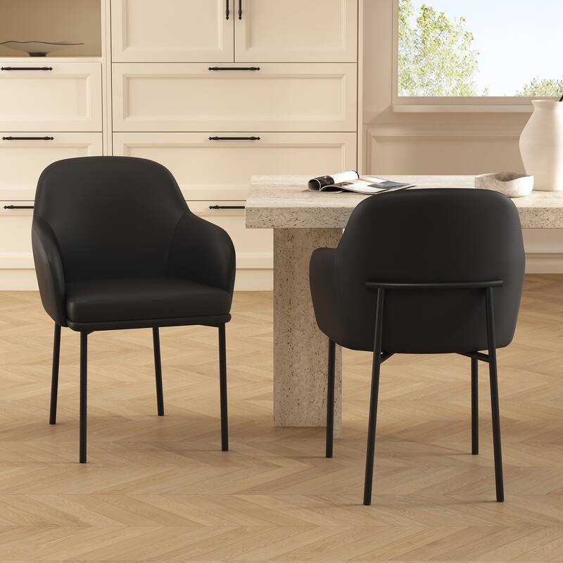 Manhattan Comfort Loft Vegan Leather Metal Armchair - Set of 2
