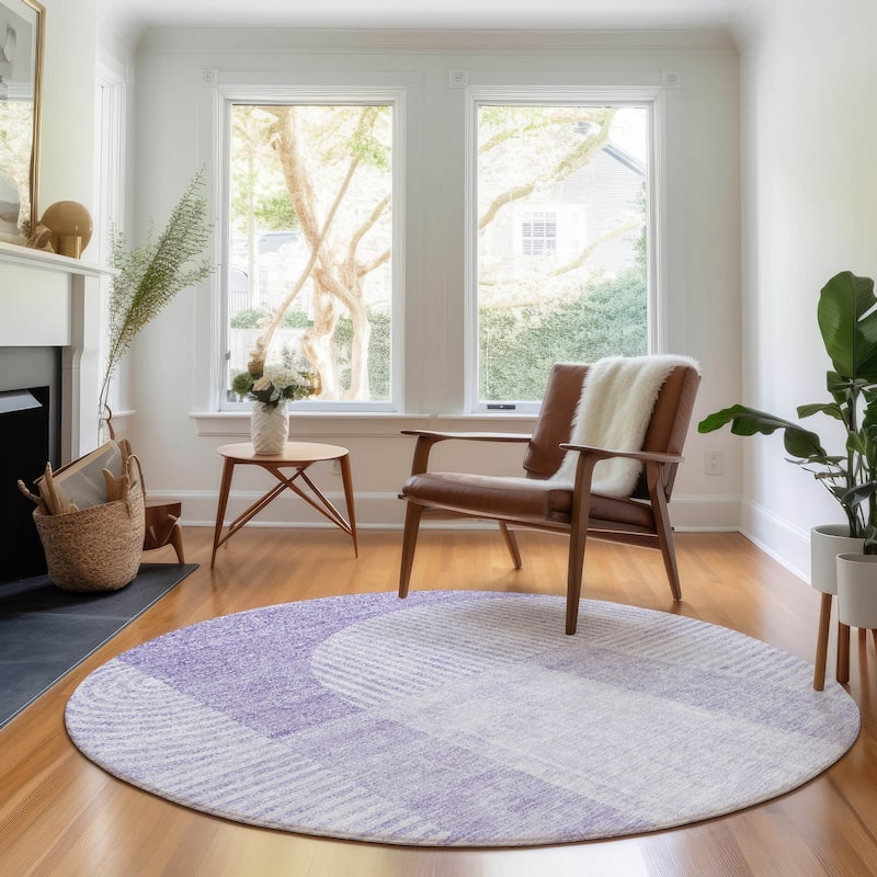 Premium Washable Super Soft Modern Deco Mayfield Rug - Lavender - 8' x 8' - Round