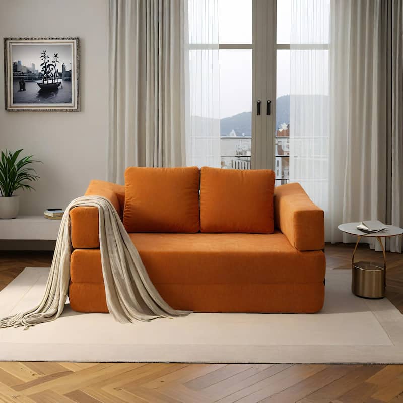 70.87" Upholstered Convertible Sleeper Sofa, Convertible Chair Floor Couch Comfy Sofa for Living Room, Bedroom, Chenille Fabric