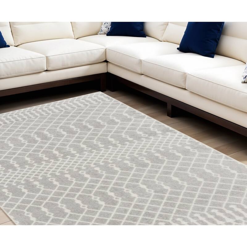 Power Loomed Abstract Modern Area Rug - 120' X '94' X '0.25 - Oxford Blue - Rectangle