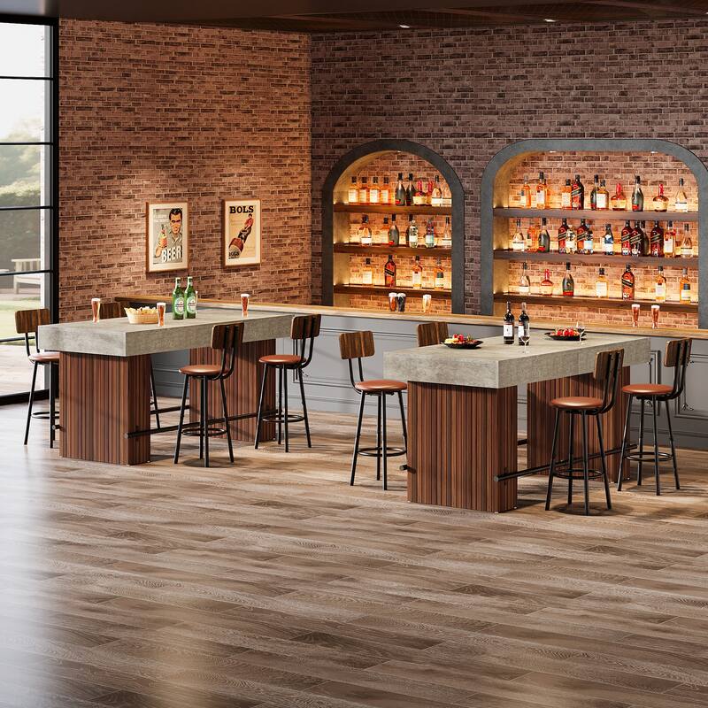 63-Inch Bar Table, Industrial Counter Height Pub Dining Table