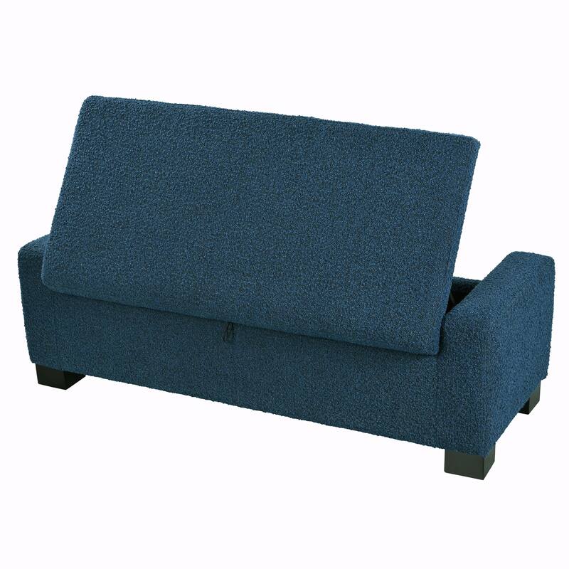 Rectangular Storage Ottoman - 50" Textured Fabric & Wood Base