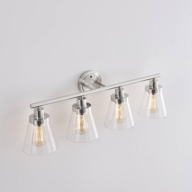 KAWOTI 30.6 inch 4-Light Bathroom Vanity Light with Bell Glass Shade