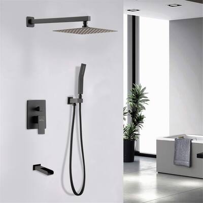 Wall Mount Dual Shower Heads with Bathtub Faucet and Valve