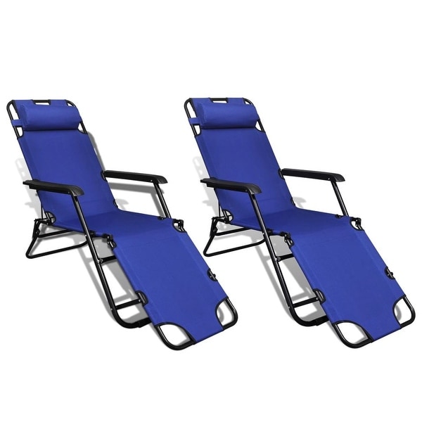 vidaXL Folding Sun Lounger 2 pcs with Footrests Steel Blue - 70" x 23.6"