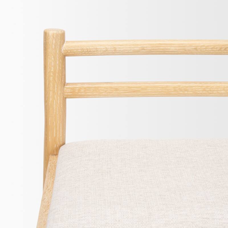 Sam Beige Fabric Seat With Light Brown Solid Wood Frame Counter Stool