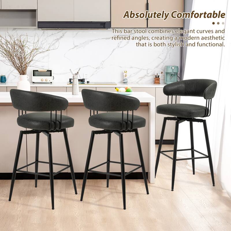 Glitzhome 26 or 31 Inches Modern Upholstered Swivel Counter Height Bar Stools