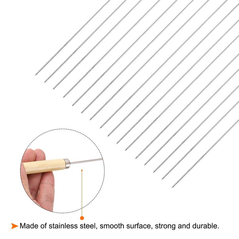 12pcs Kebob Skewers 35cmx2.1mm Wood Handle Round Sticks