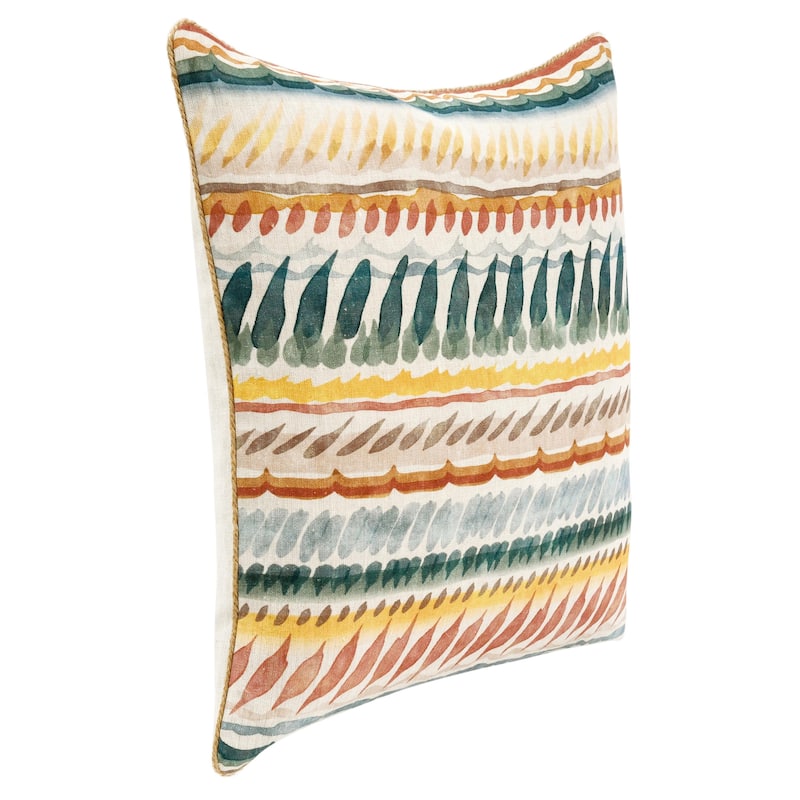 Villa by Classic Home Cetara 22" Belgian Linen Multi-Color Throw Pillow