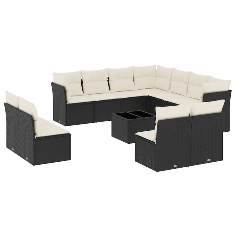 vidaXL Garden Sofa Set Black PE rattan Large Modular Garden Sofa Set - 21.7 x 21.7 x 14.6