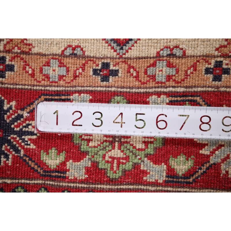 Beige / Ivory Kazak Oriental Area Rug Hand-Knotted Wool Carpet - 4'11" x 6'6"