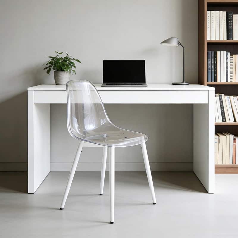 Modern Transparent Dining Chair with Clear Shell and Metal Legs, Easy-Clean Accent Chair for Home or Office