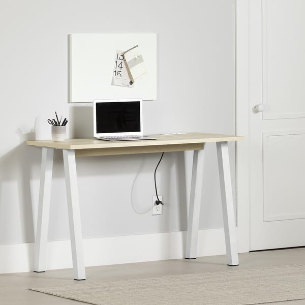 slide 2 of 10, South Shore Milestone Computer Desk Bleached Oak and White