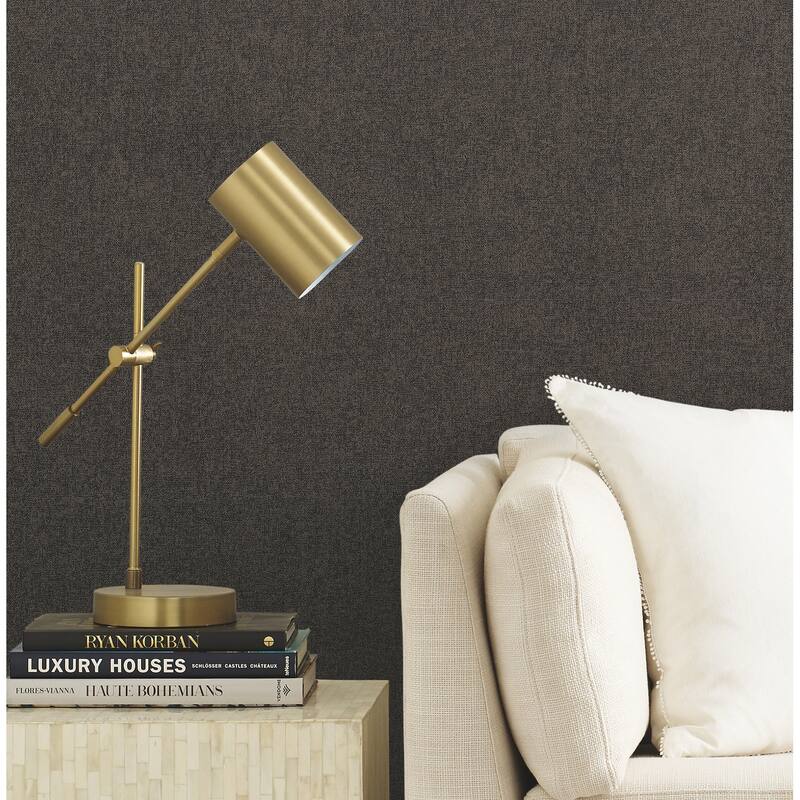 Warner Herringbone Tweed Charcoal Woven Wallpaper