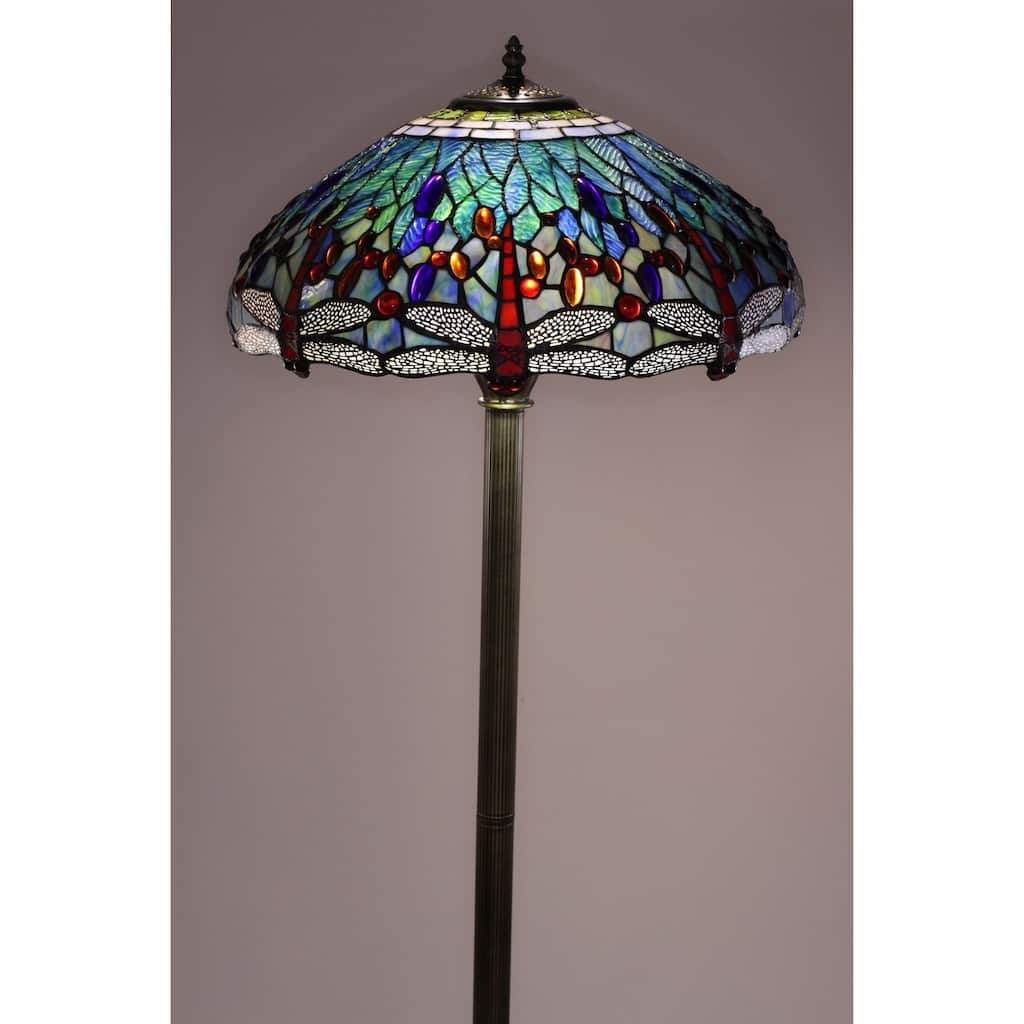 Copper Grove Simeonov Tiffany-style Blue Dragonfly Floor Lamp