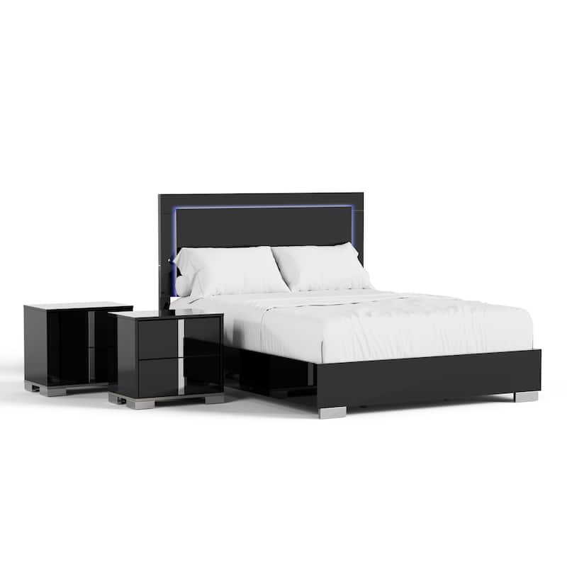 Furniture of America Erina Modern Glossy 3-Piece Panel Bedroom Set