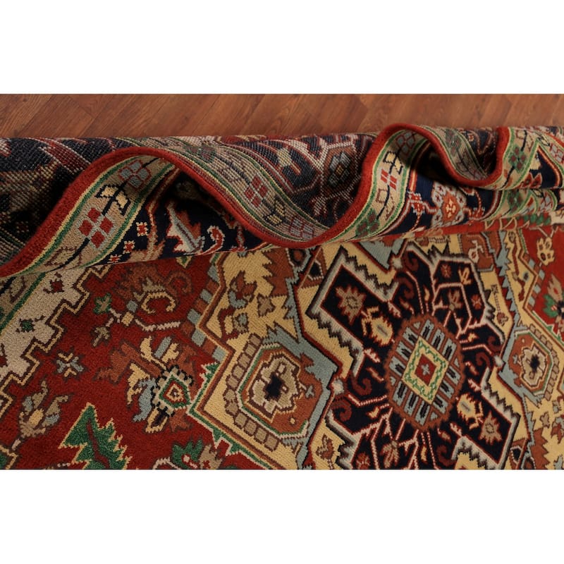 Geometric Heriz Serapi Oriental Area Rug Handmade Wool Carpet - 8'11" x 11'9"