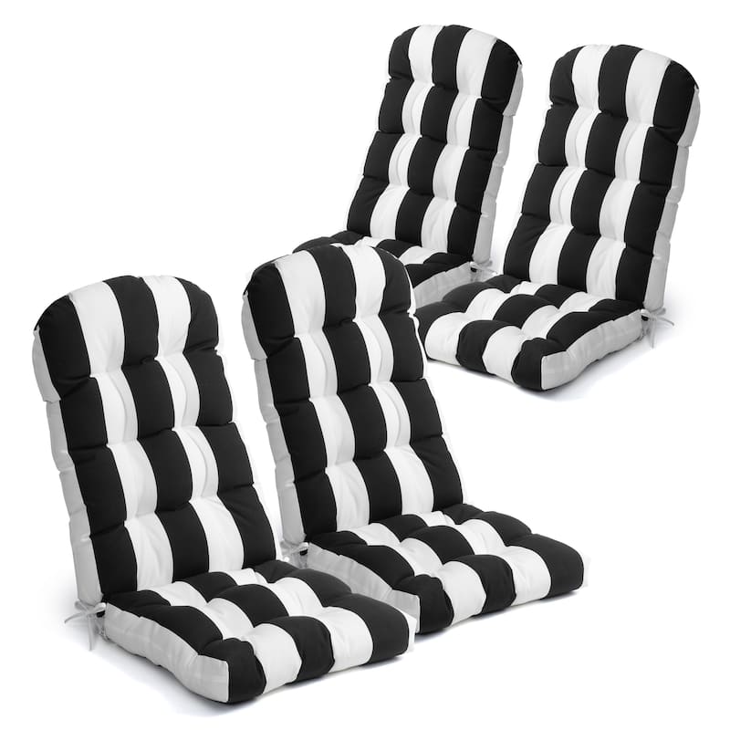 Outdoor Adirondack Chair Cushion Thickened Patio Chair Pad Lounge Rocking Chair Cushion - Black&White - 4PC