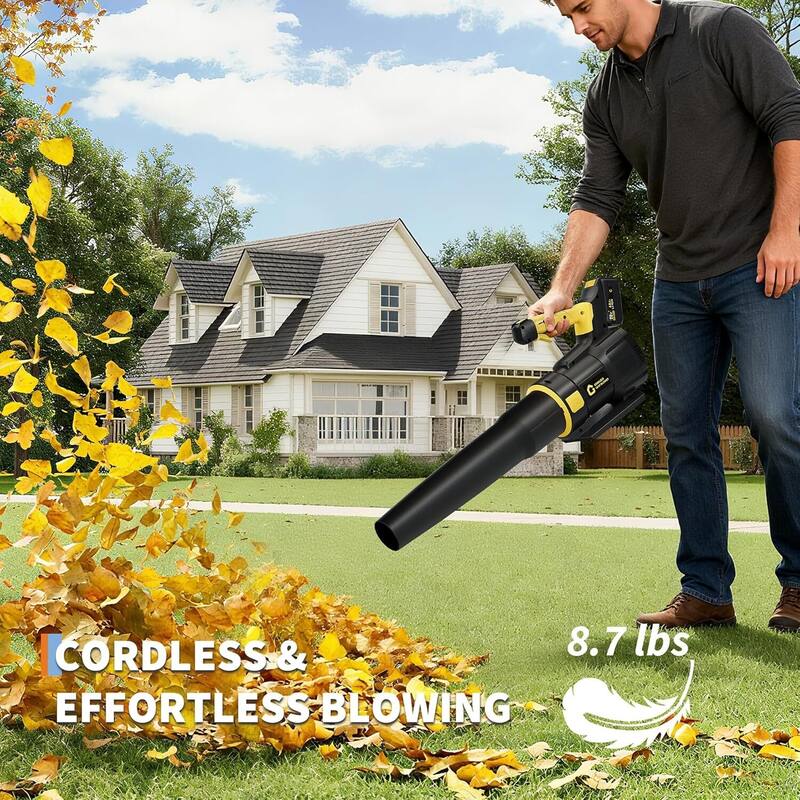 2 Speed 650CFM 200MPH Cordless 20V Electric Leaf Blower for Lawn Care, Blowing Leaves, Patio, Dust - N/A