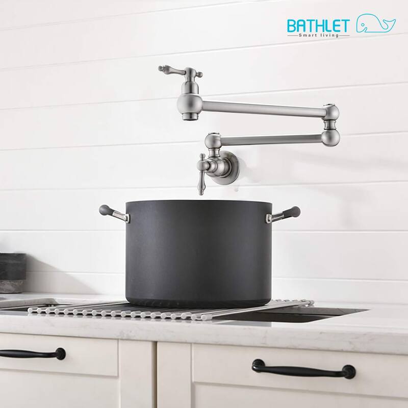 BATHLET Pot Filler Folding Double Jointed Swing Arm Sink Faucet