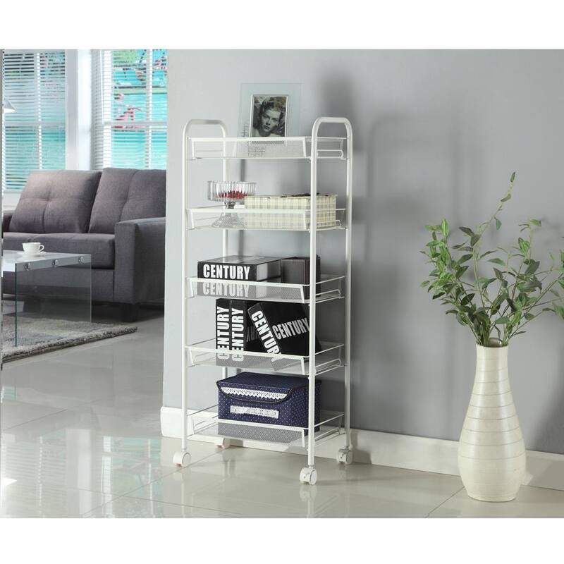 3/4/5 Tier Storage Trolley Rolling Island Kitchen Cart with Hooks