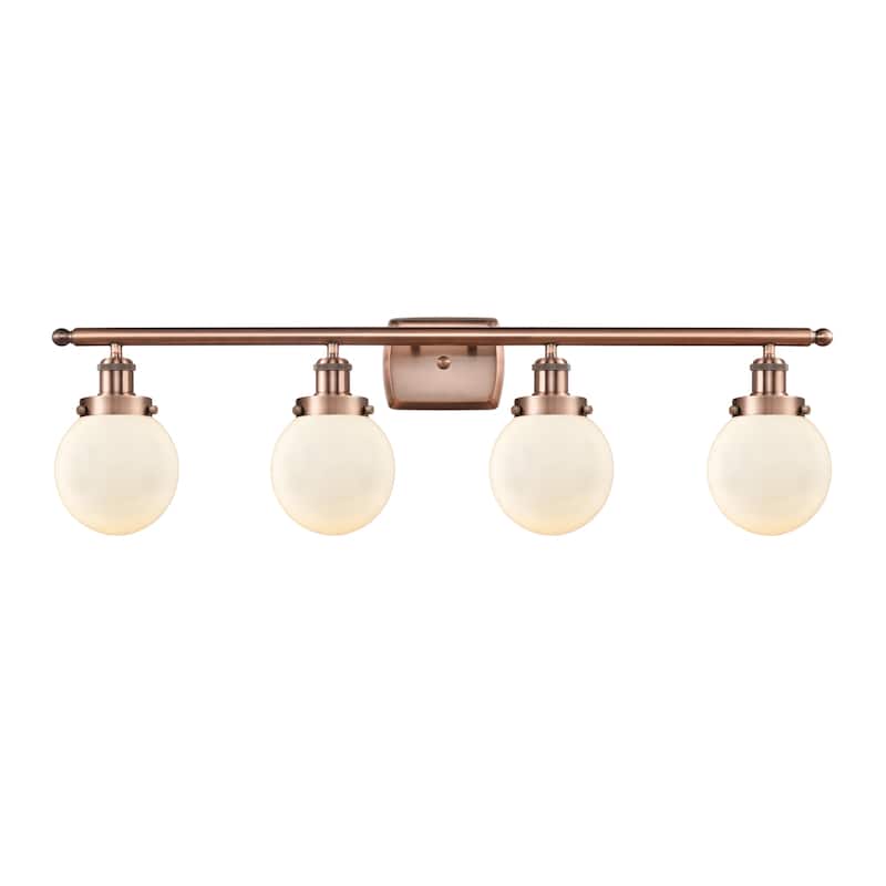 Innovations Lighting 916-4W-11-36 Beacon Vanity Beacon 4 Light 36" - Antique Copper / Matte White