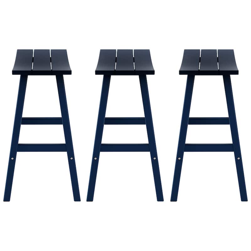 Laguna Hdpe All Weather Outdoor Patio 29" Saddle Seat Bar Stool (Set Of 3)