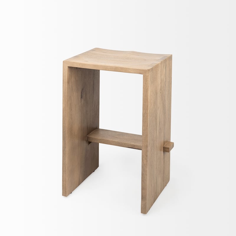 Aida Light Brown Solid Wood Bar Stool