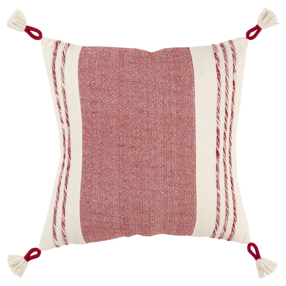 Rizzy Home Woven Striped Square Throw Pillow with Tassels, 20x20