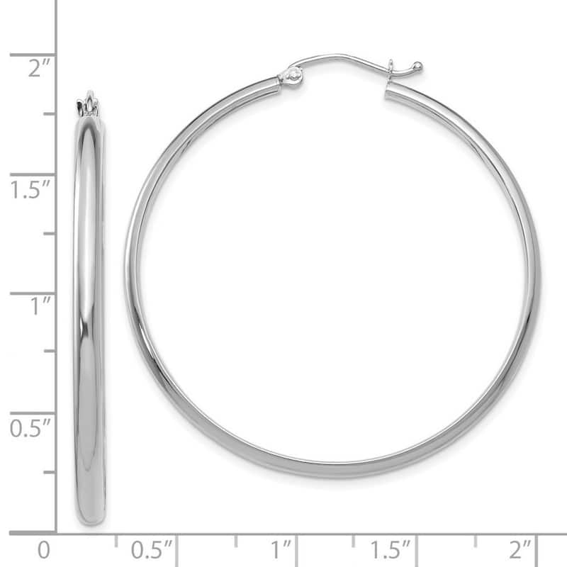 Curata 14k White Gold Polished 2.75x44mm Hoop Earrings