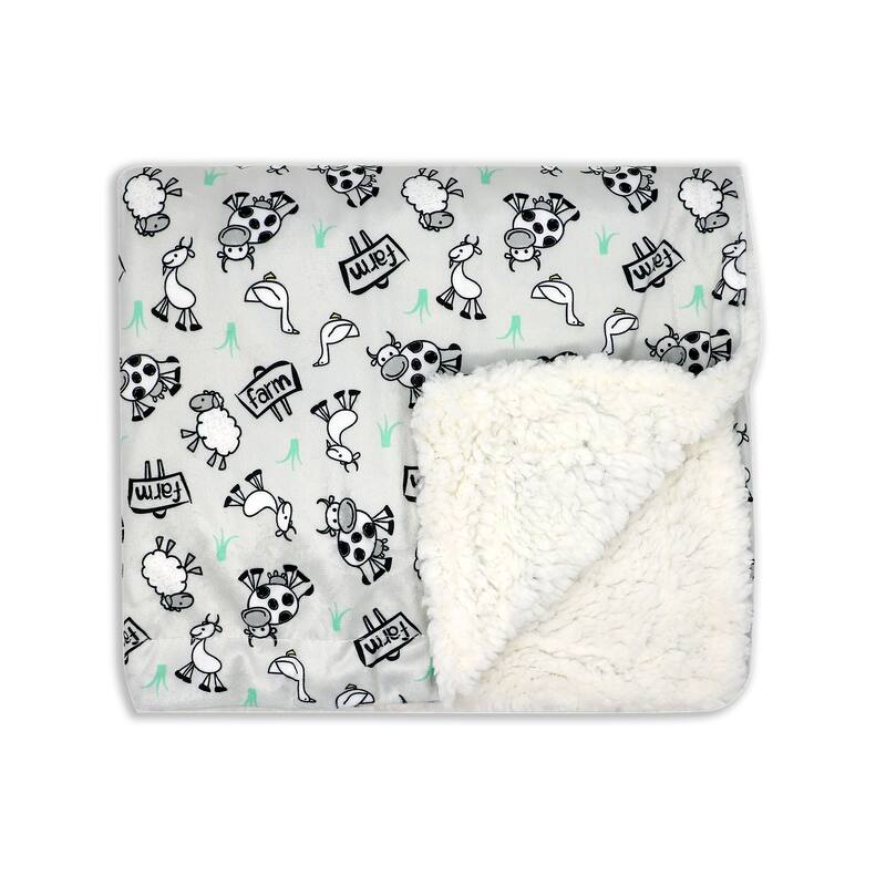 Printed Minky Plush Baby Blanket - N/A - Grey