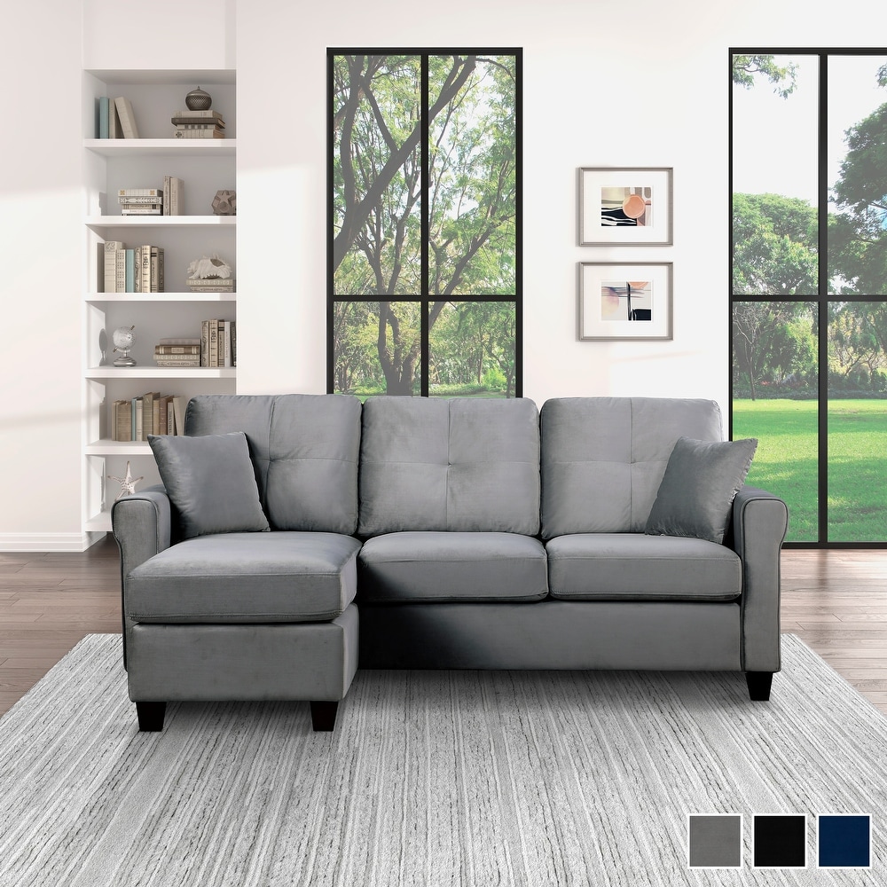 Blue Velvet Transitional Sectional Sofas Bed Bath Beyond