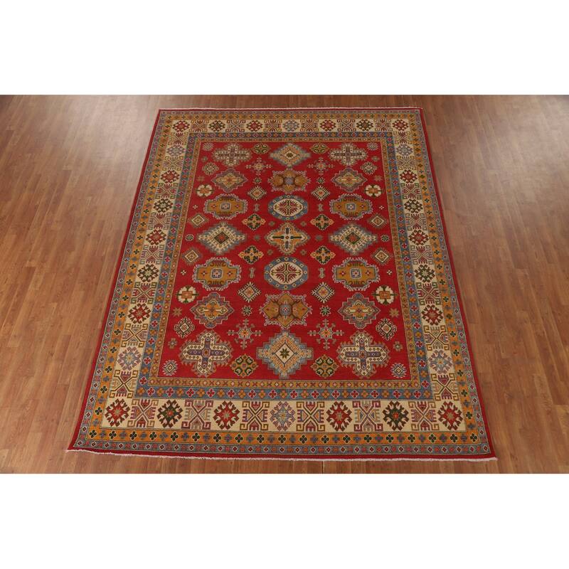 Geometric Kazak Oriental Area Rug Handmade Dining Room Wool Carpet - 8'1" x 10'3"