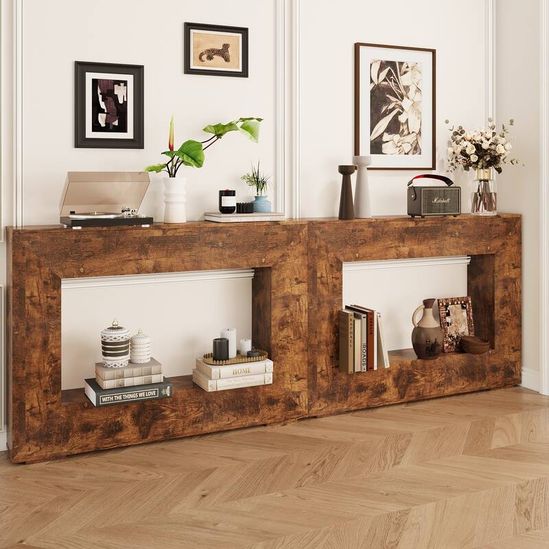 Anmytek 47"Rustic Open Frame Console Table Farmhouse Entryway and Living Room Storage