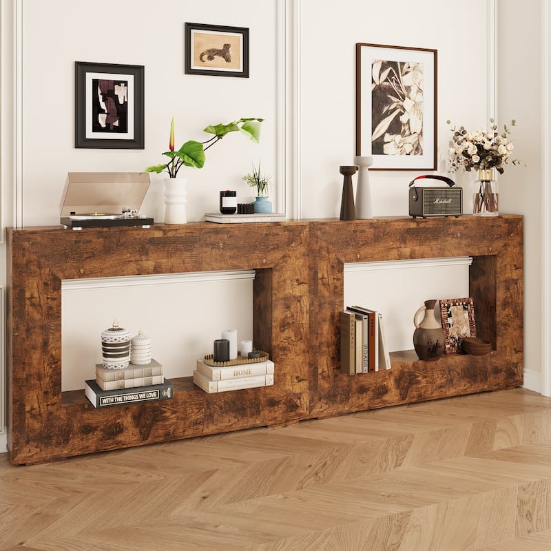 Console Table with Storage, Narrow Entryway Table for Hallway, Living Room Accent Table Sofa Table with Bottom Shelf