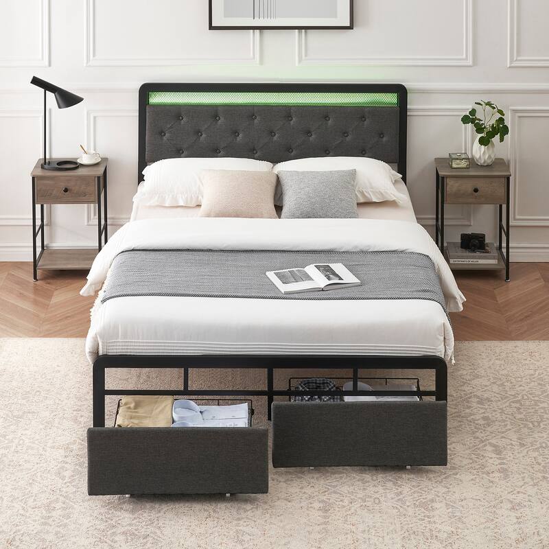 Bed Frame with 2 Storage Drawers