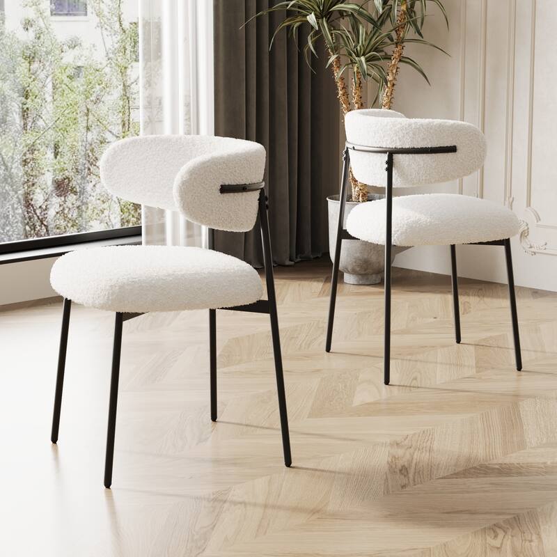 Dining Chairs Set Of 2 With Metal Legs - White