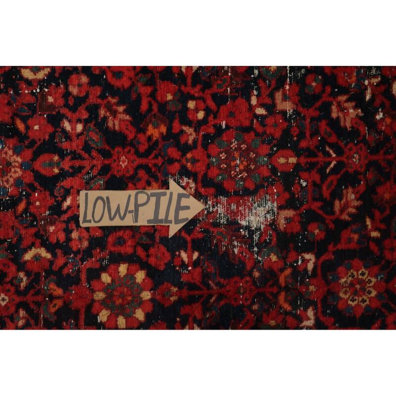 Hand Knotted Oriental 100% Wool Carpet Traditional Floral Navy Blue & Blues Malayer Area Rug - 11' 3'' X 5' 0''