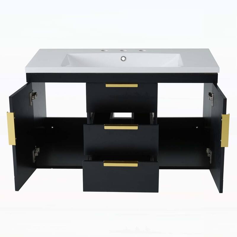 Wall Mounted Bathroom Storage Cabinet with 2 Drawers,with Top Sink
