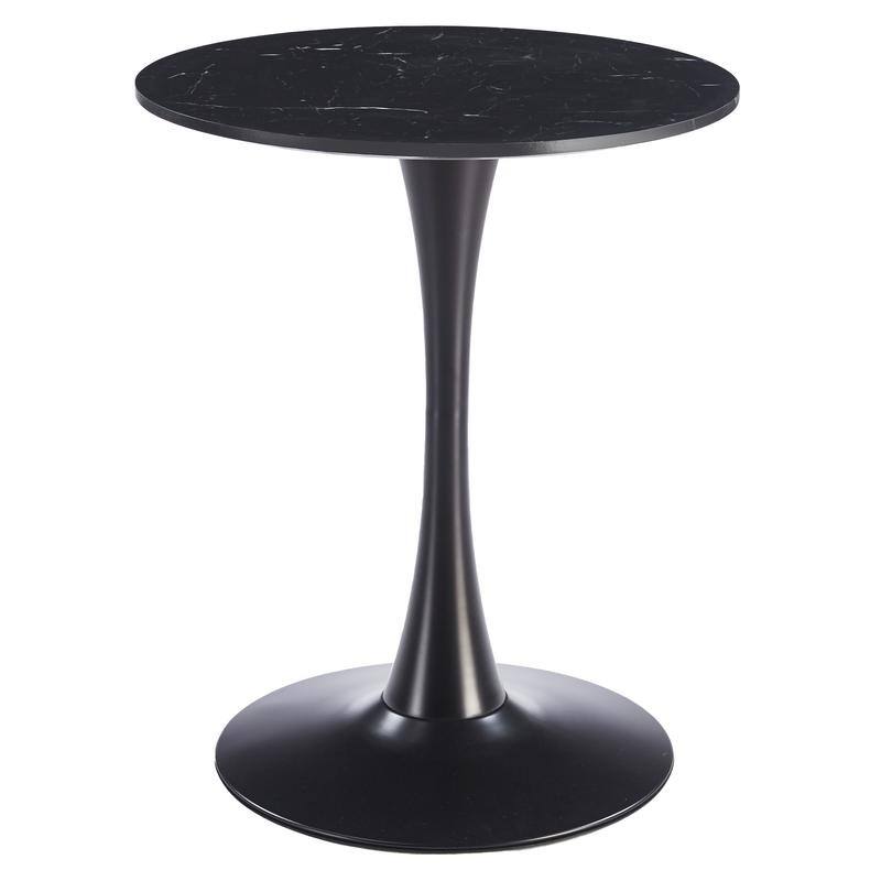 Bristol Modern Solid Wood Top Dining Table with Powder Coated Stainless Steel Pedestal Black Base for Home Kitchen or Restaurant