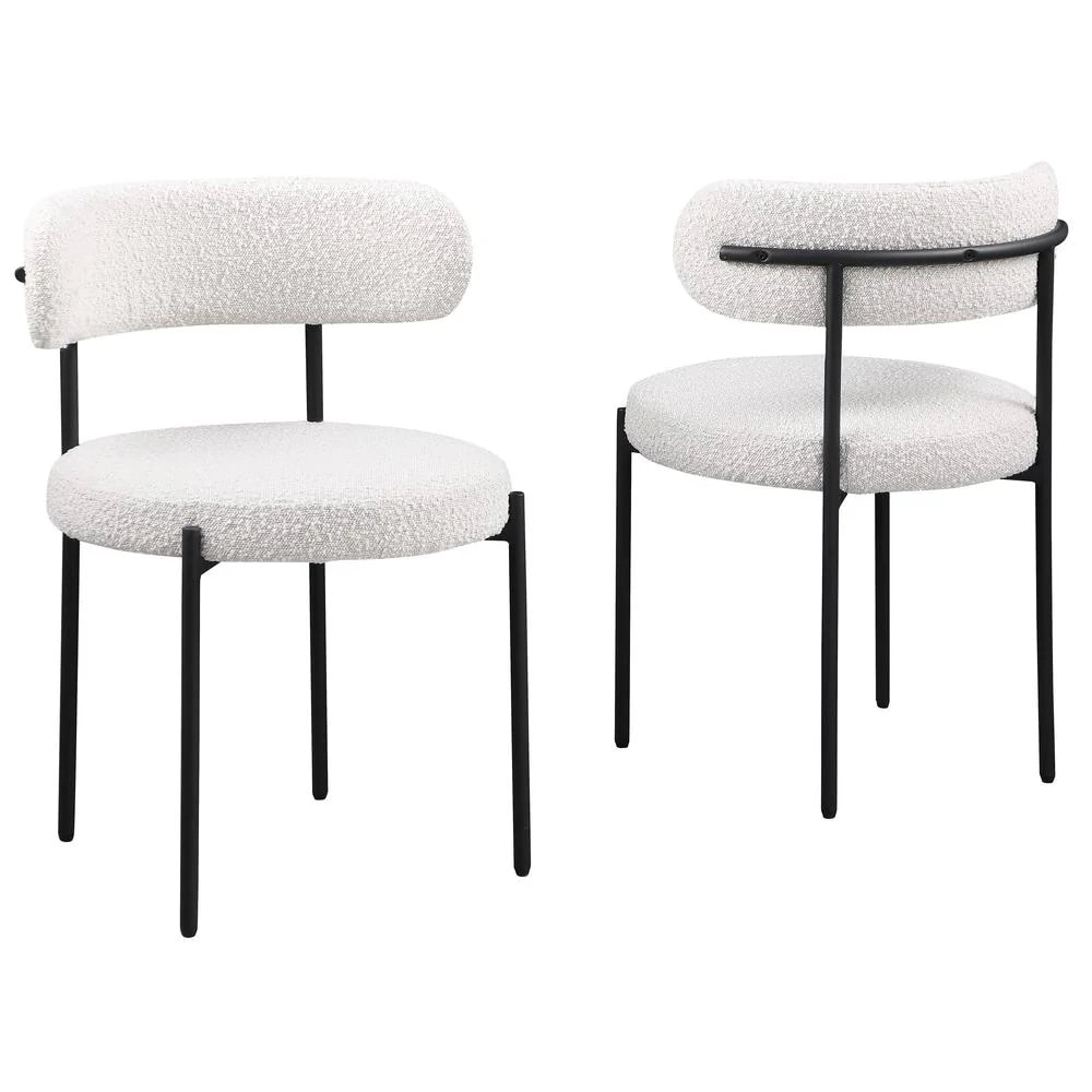 Dining Chair Set of 2, Boucle Fabric Upholstered Kitchen Chair